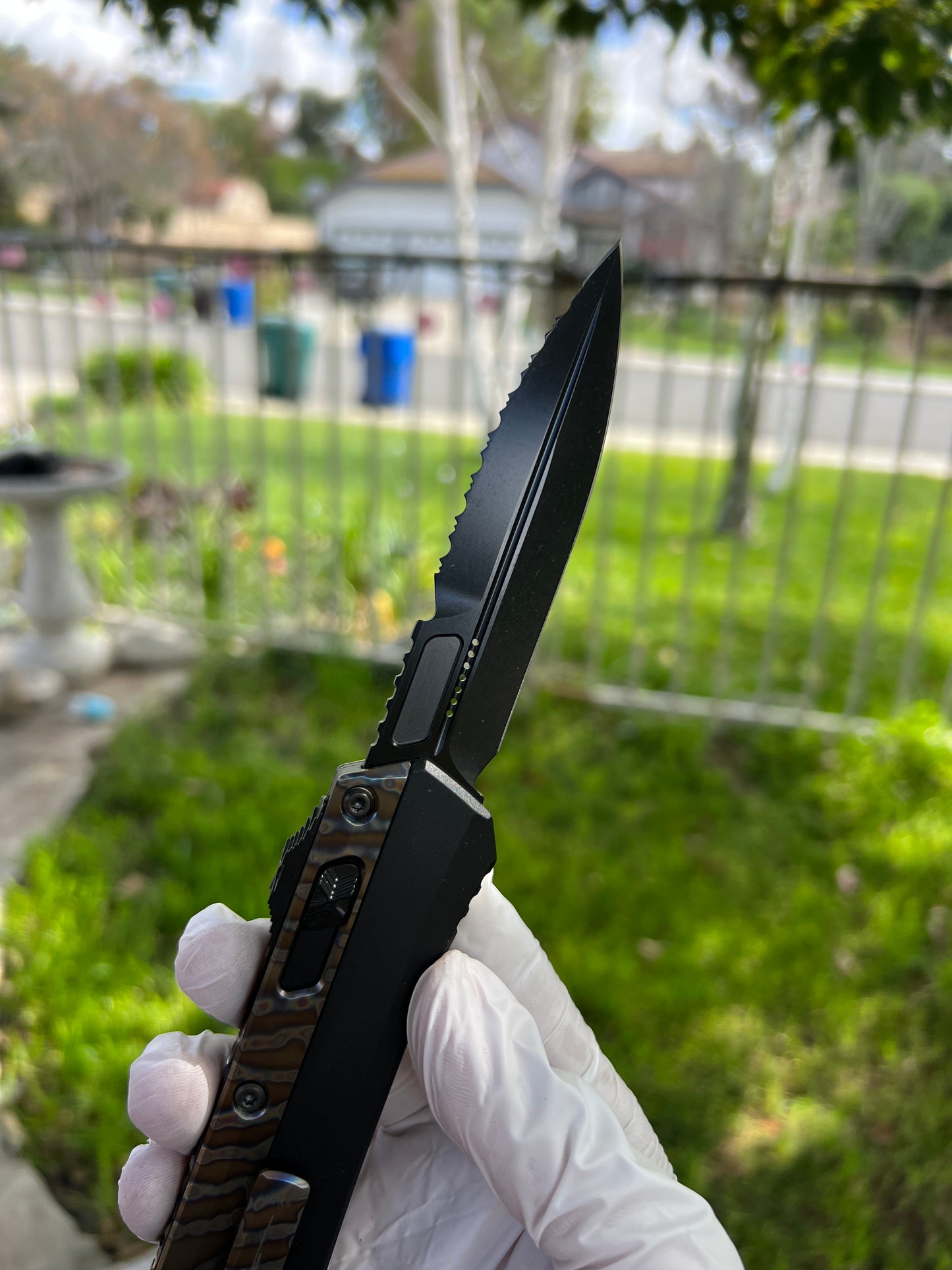 Microtech Glykon Bayonet Flamed Ti Accents DLC Serrated Blade DLC Hardware Signature Series 184-2DLCFA