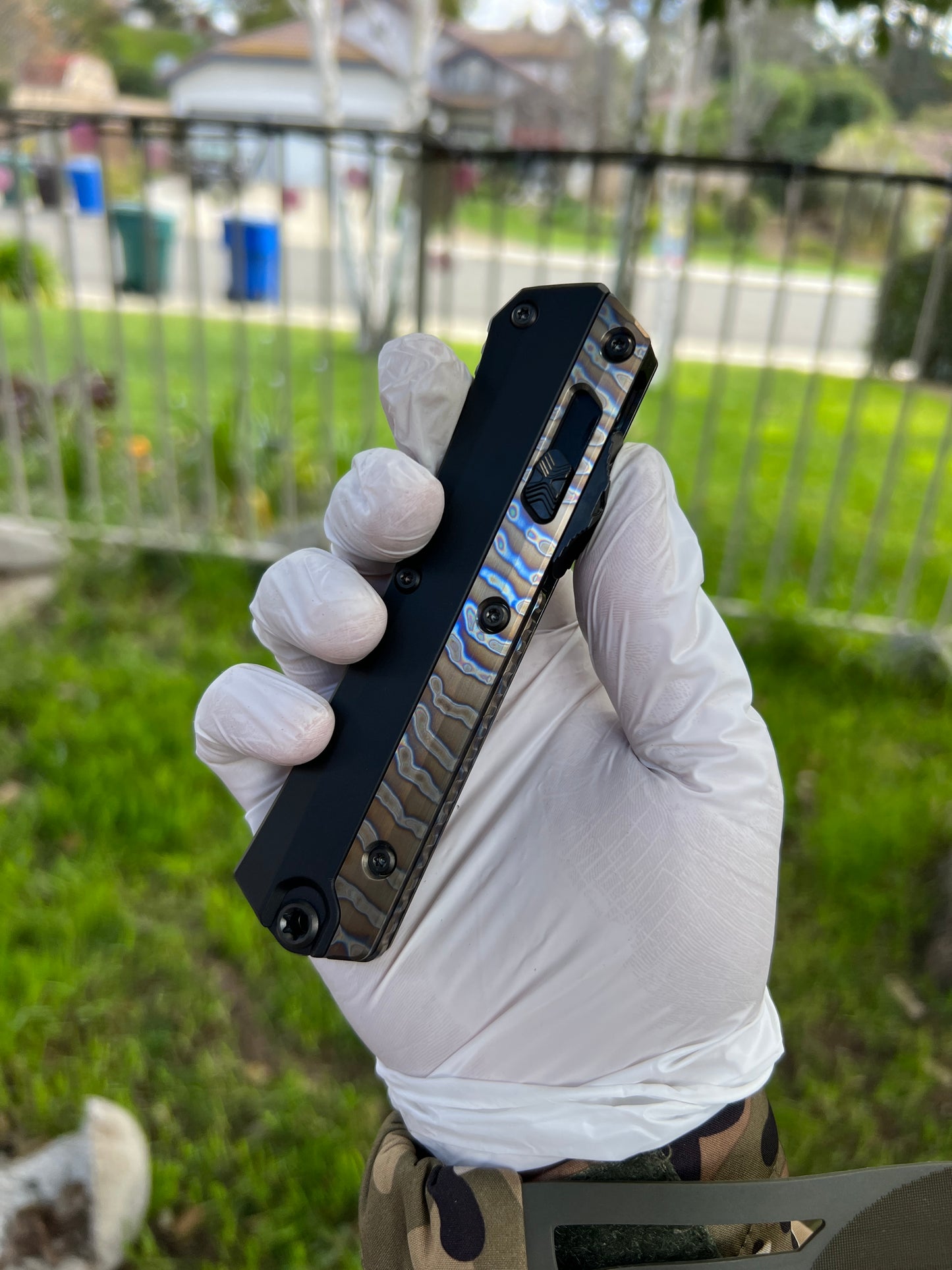 Microtech Glykon Bayonet Flamed Ti Accents DLC Serrated Blade DLC Hardware Signature Series 184-2DLCFA