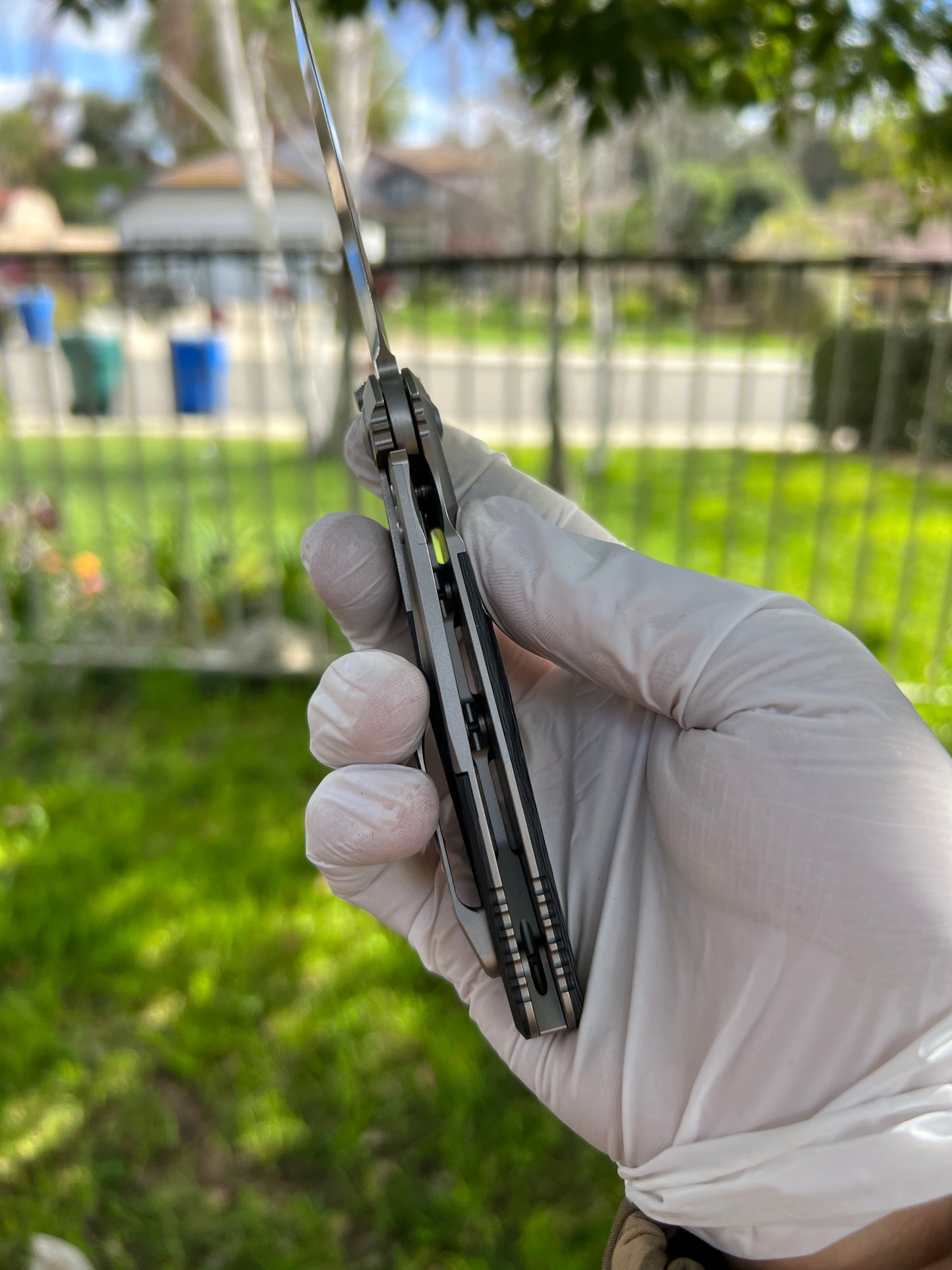 Microtech Socom Bravo Mini Manual Folding Knife 3.5" M390 Blasted Clip Point Plain Blade, Bolstered Titanium Handles with Carbon Fiber Scales, Frame Lock - 260M-7CFTI