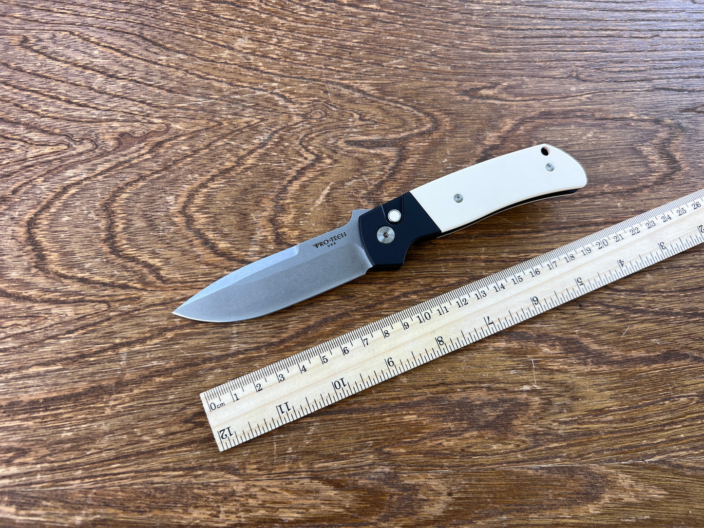 Pro-Tech Bob Terzuola ATCF Tuxedo AUTO Folding Knife 3.5" MagnaCut Black DLC Drop Point Blade, Black Aluminum Handles with Ivory Micarta Inlays - BT2752