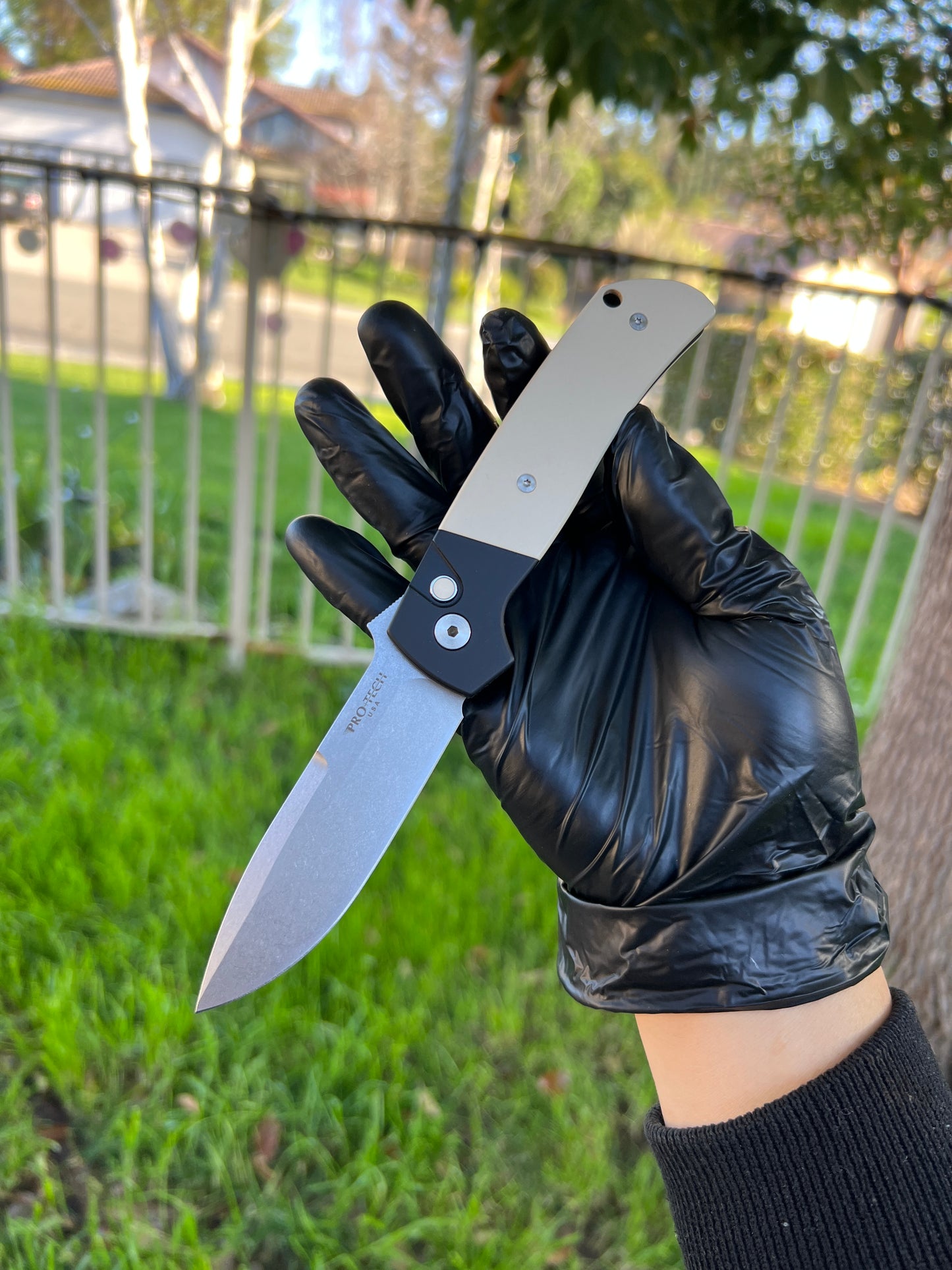 Pro-Tech Bob Terzuola ATCF Tuxedo AUTO Folding Knife 3.5" MagnaCut Black DLC Drop Point Blade, Black Aluminum Handles with Ivory Micarta Inlays - BT2752