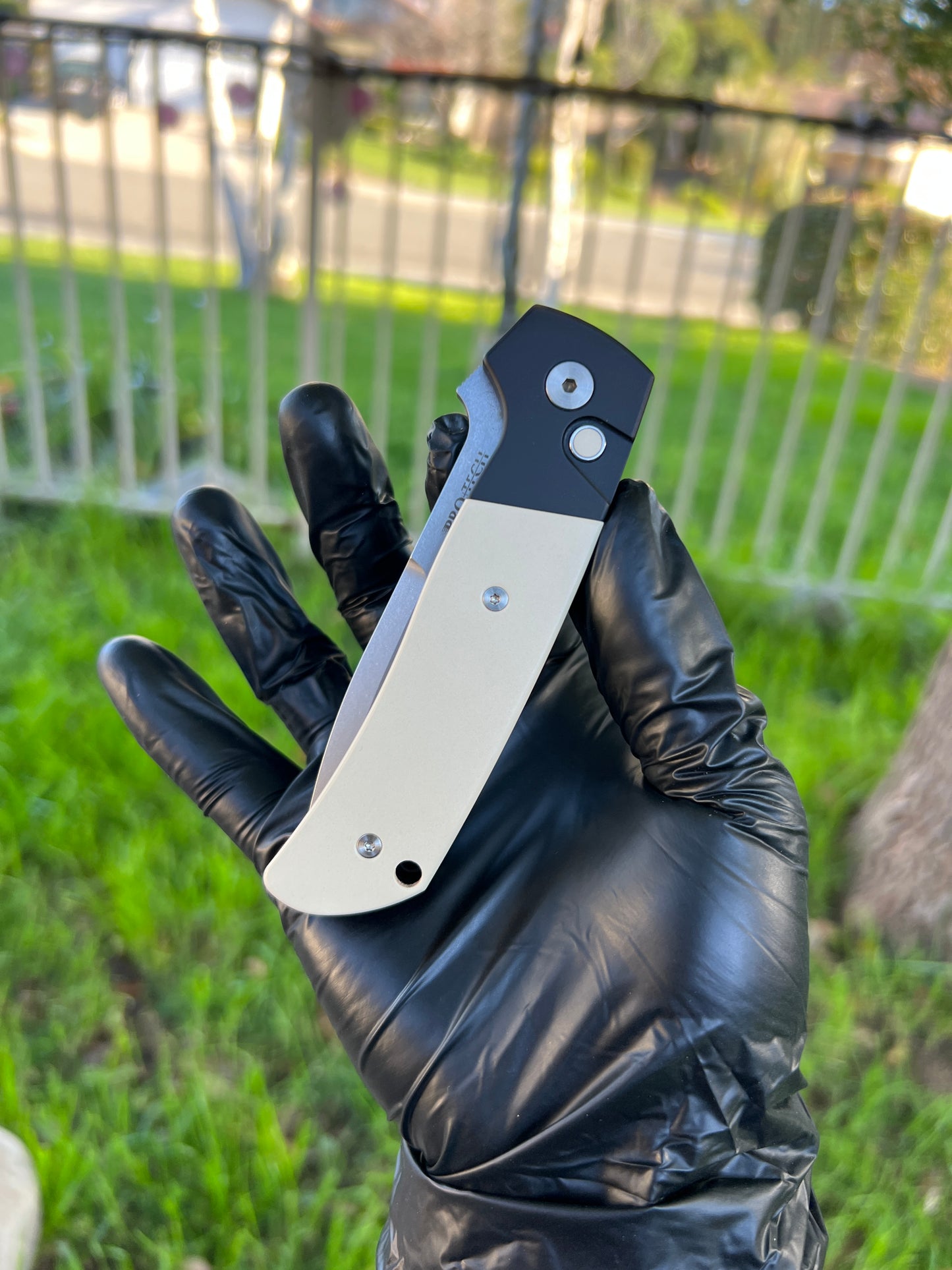 Pro-Tech Bob Terzuola ATCF Tuxedo AUTO Folding Knife 3.5" MagnaCut Black DLC Drop Point Blade, Black Aluminum Handles with Ivory Micarta Inlays - BT2752
