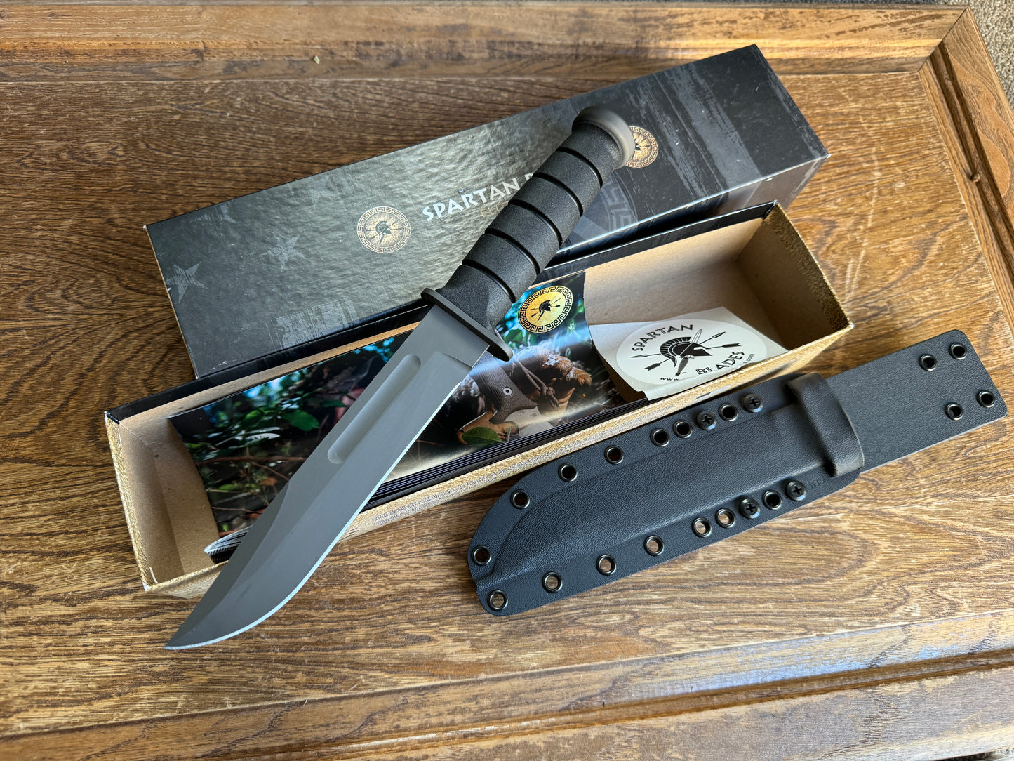 Spartan Blades KA-BAR Fixed Blade Knife 7" CPM-MagnaCut Black Kraton G Handles