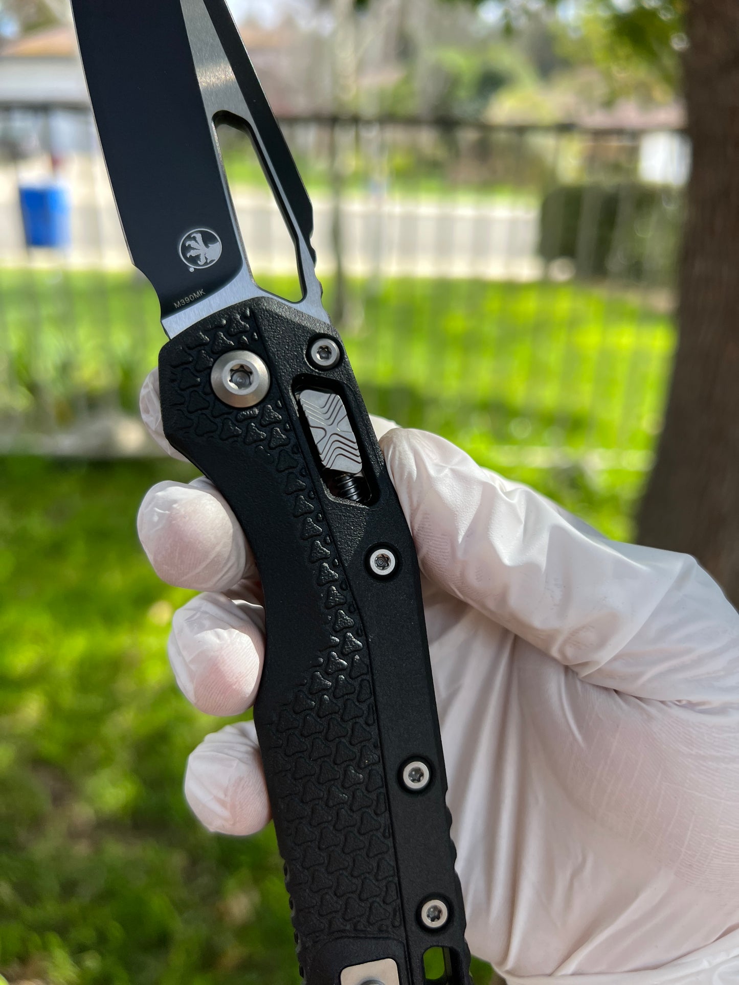 Microtech 210T-1PMBK MSI RAM-LOK Manual Folding Knife 3.88" Bohler M390MK Black Modified Sheepsfoot Plain Blade, Black Injection Molded Polymer Handles, AXIS/Crossbar Lock