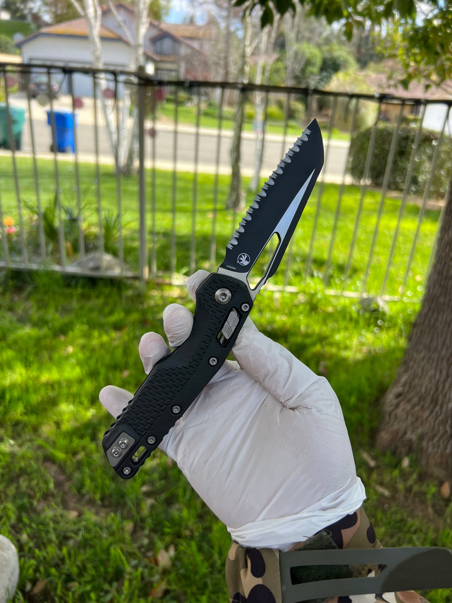 Microtech 210T-3PMBK MSI RAM-LOK Manual Folding Knife 3.88" Bohler M390MK Black Modified Sheepsfoot Combo Blade, Black Injection Molded Polymer Handles, AXIS/Crossbar Lock