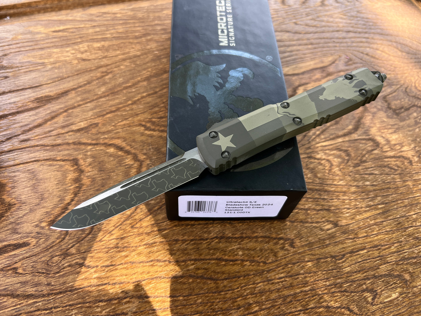 Microtech Ultratech S/E Bladeshow Texas 2024 Cerakote OD Green Standard 121-1CODTX