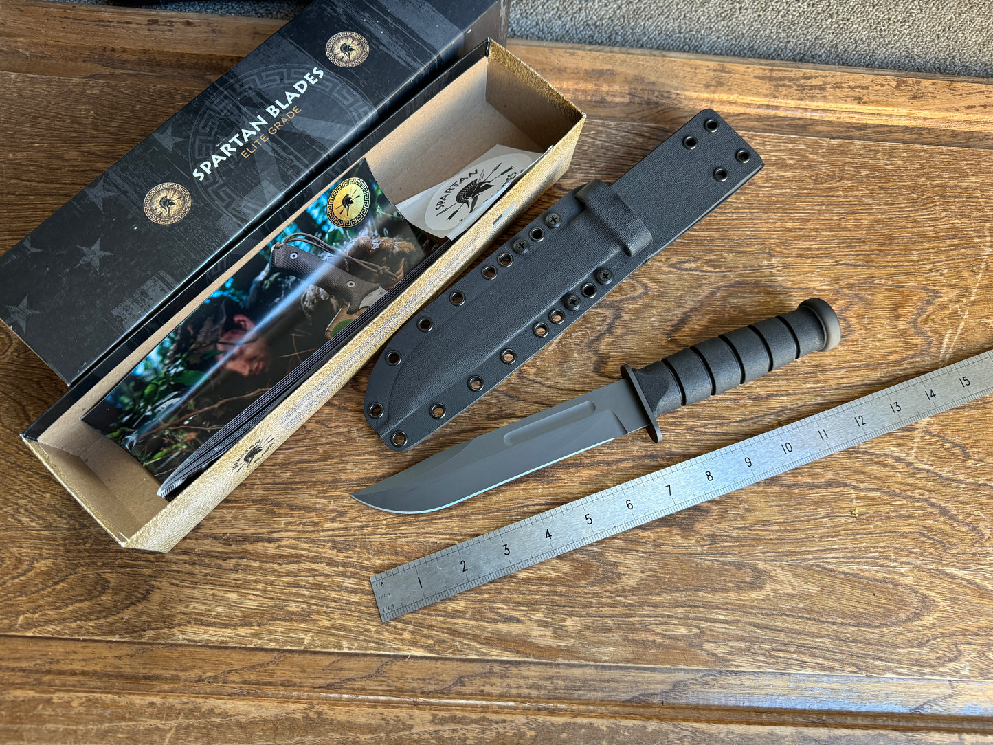 Spartan Blades KA-BAR Fixed Blade Knife 7" CPM-MagnaCut Black Kraton G Handles