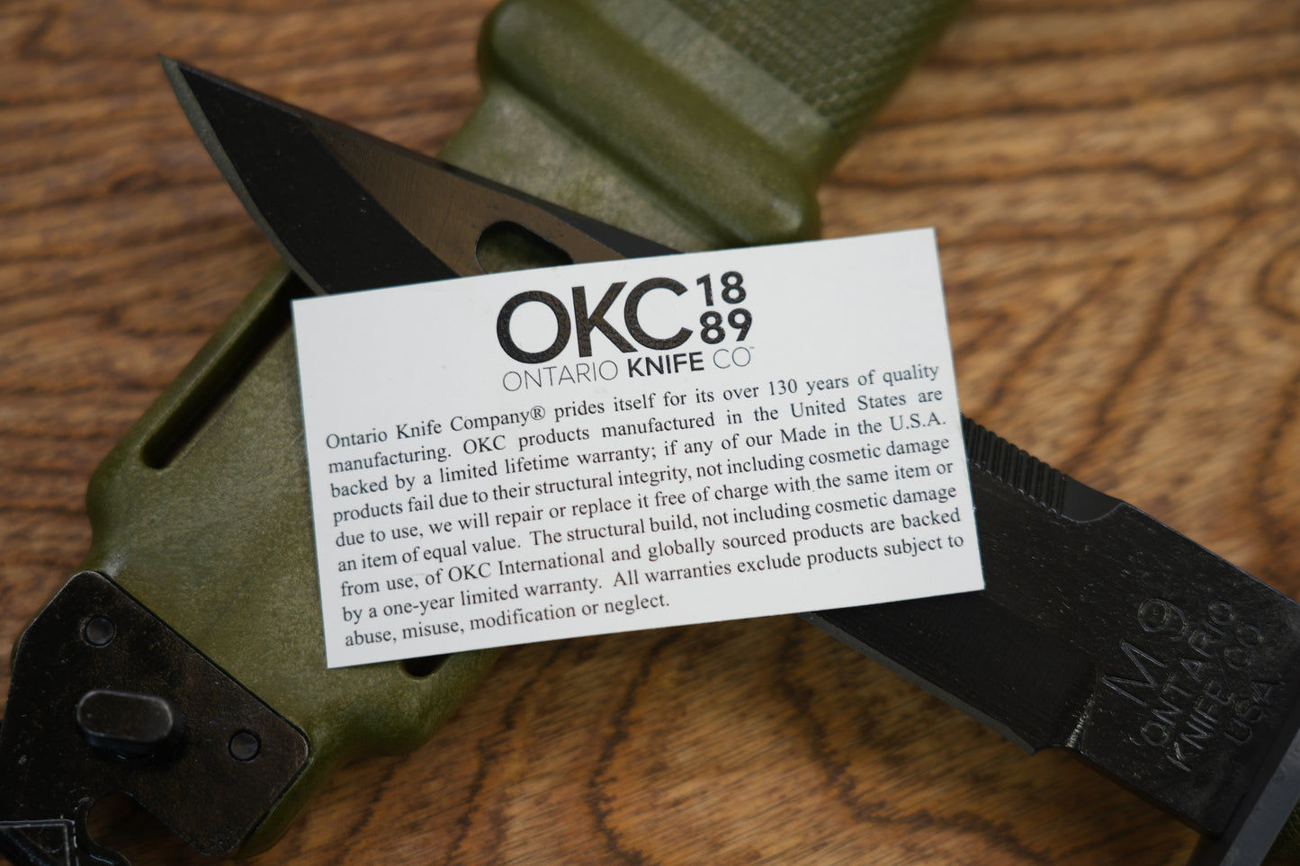 Ontario 490 M9 Bayonet & Scabbard 7" Blade, OD Green Handle - 6220