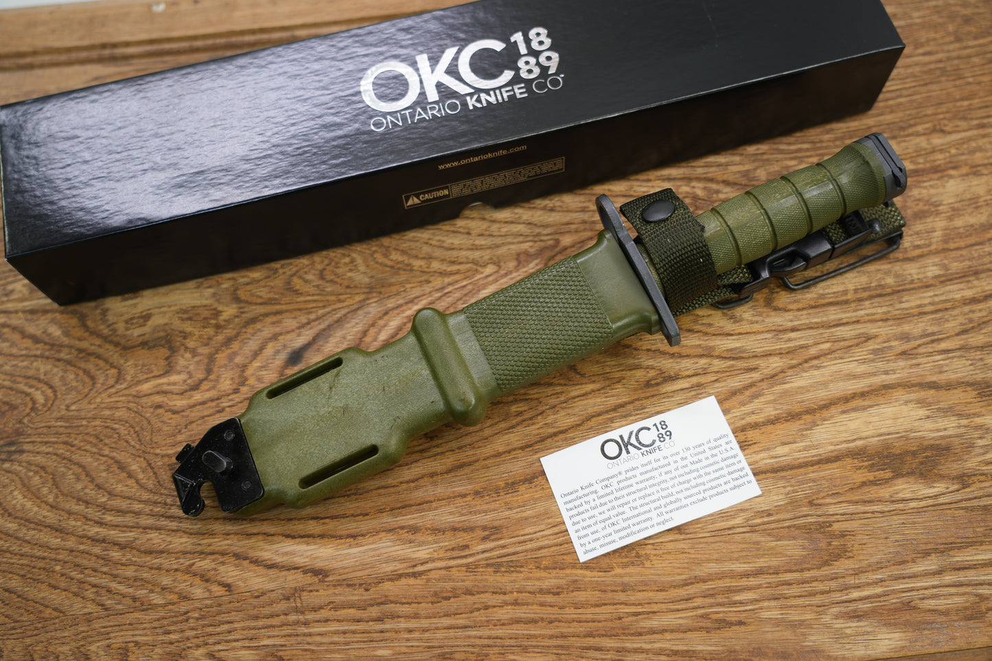 Ontario 490 M9 Bayonet & Scabbard 7" Blade, OD Green Handle - 6220